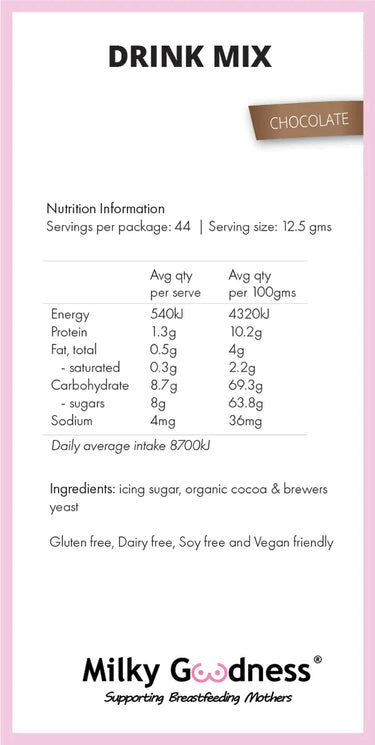 Lactation Chocolate Drink Mix Lactation Hot Chocolate from Milky Goodness maternity store australia